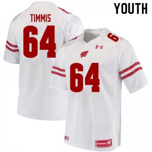 Youth Wisconsin Badgers NCAA #64 Sean Timmis White Authentic Under Armour Stitched College Football Jersey ZX31Y06II